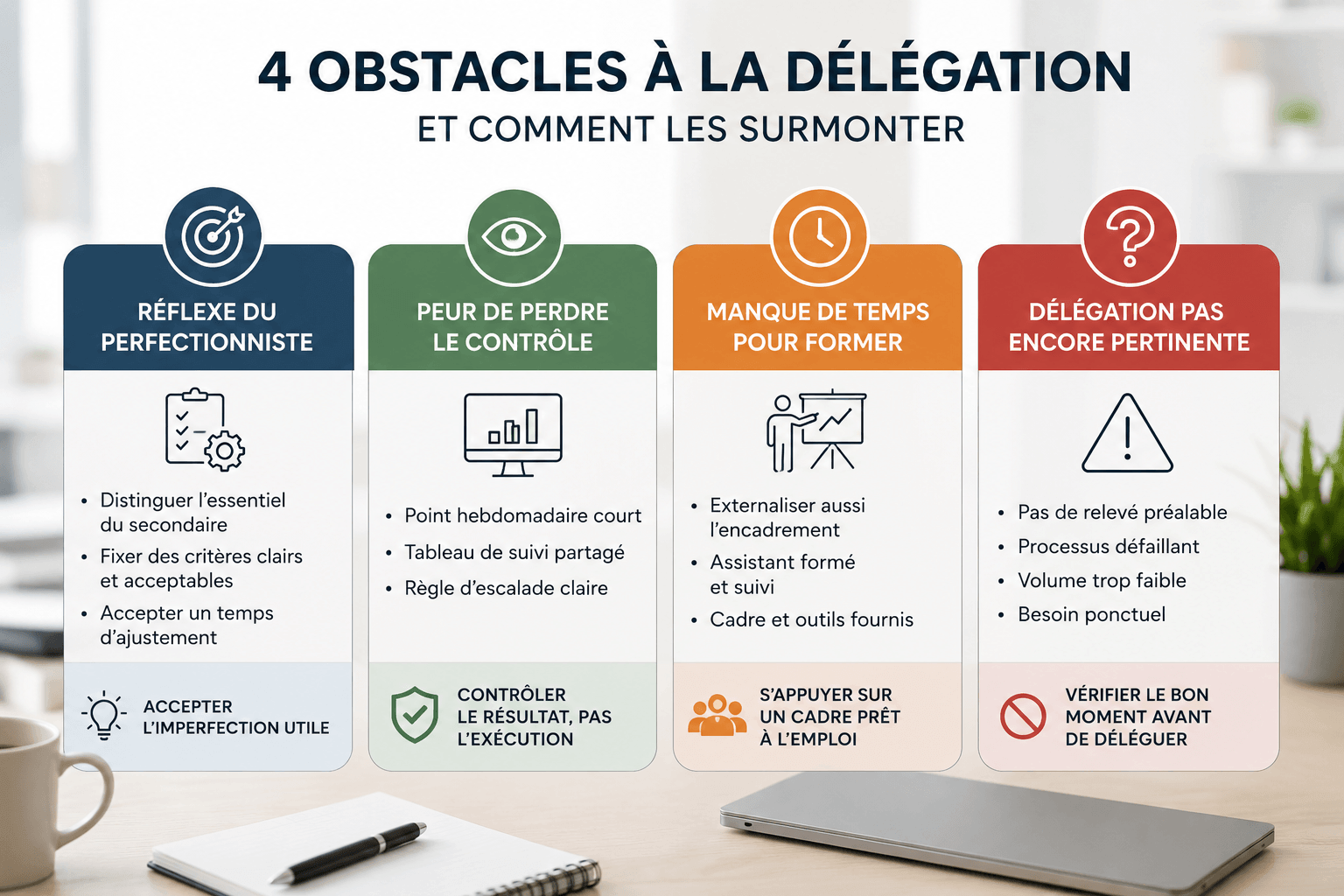 Quatre obstacles reviennent chez les dirigeants de TPE et PME au moment de déléguer