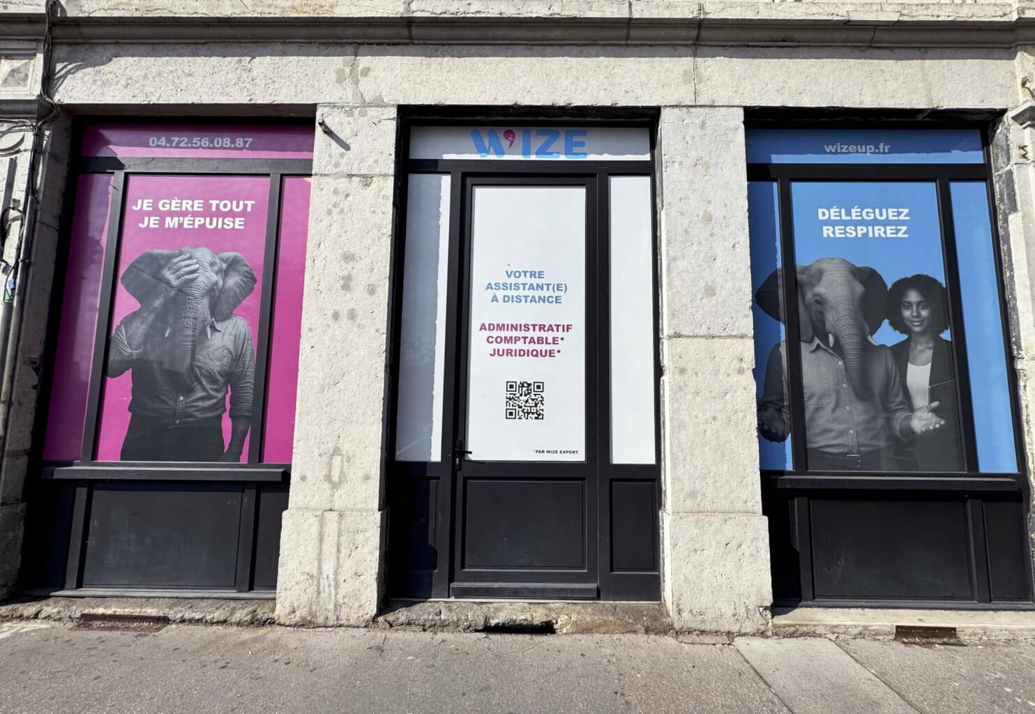 Domiciliation d'entreprise à Lyon : façade de l'agence Wize Up, 45 quai du Docteur Gailleton (Lyon 2e)