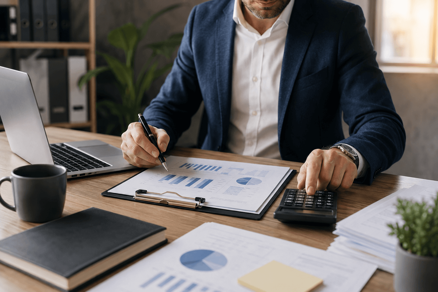 Dirigeant de PME analysant ses tableaux de charges et calculant le coût de sa fonction administrative